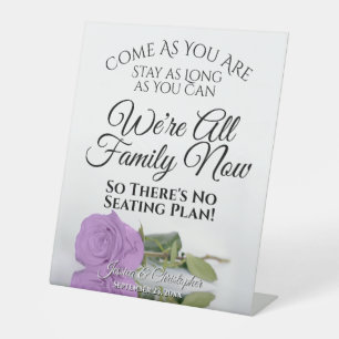 Elegant Lila Paars Roos Open Seating Weddenschap Reclamebord Met Voetstuk