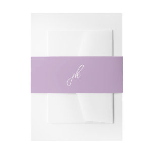 Elegant Lila Schrift Monogram Huwelijk Uitnodigingen Wikkel