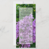 Élégant Lilac fleuri violet programme de mariage (Dos)