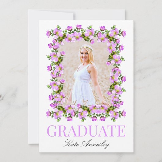 Élégant Lilac Floral Graduation Party Invitation (Devant)