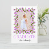 Élégant Lilac Floral Graduation Party Invitation (Debout devant)