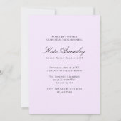 Élégant Lilac Floral Graduation Party Invitation (Dos)