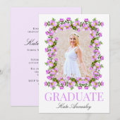 Élégant Lilac Floral Graduation Party Invitation (Devant / Derrière)