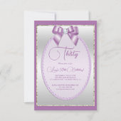 Elégant Lilac Jewel Bow Invitation Anniversaire (Devant)