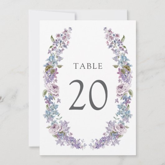 Élégant Lilac Mariage Numéro de table (Dos)