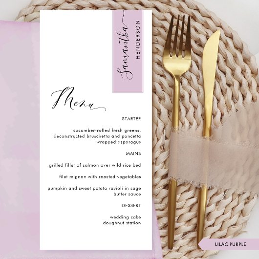 Elegant Lilac, Personnalisé avec le menu du nom d'