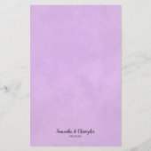 Élégant Lilac Purple Rose Budget Mariage Menu (Dos)