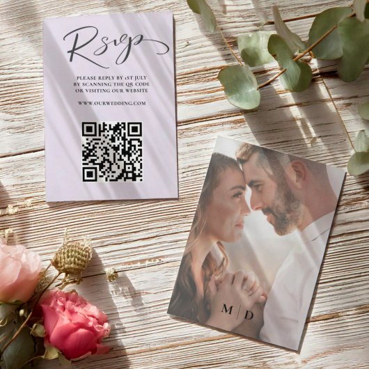 Élégant Lilac QR Code RSVP Mariage