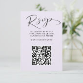Élégant Lilac QR Code RSVP Mariage (Debout devant)