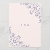 Elégant Lilac Vintage Frame Mariage Menu (Dos)