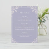 Elégant Lilac Vintage Frame Mariage Menu (Debout devant)