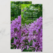 Elégant Lilac violet lavande Mariage à fleurs Menu (Devant / Derrière)