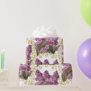 Elegant Lilacs met Gold Filigree Floral Cadeaupapier