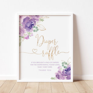 Élégant lilas lilas floral diaper lotte Poster