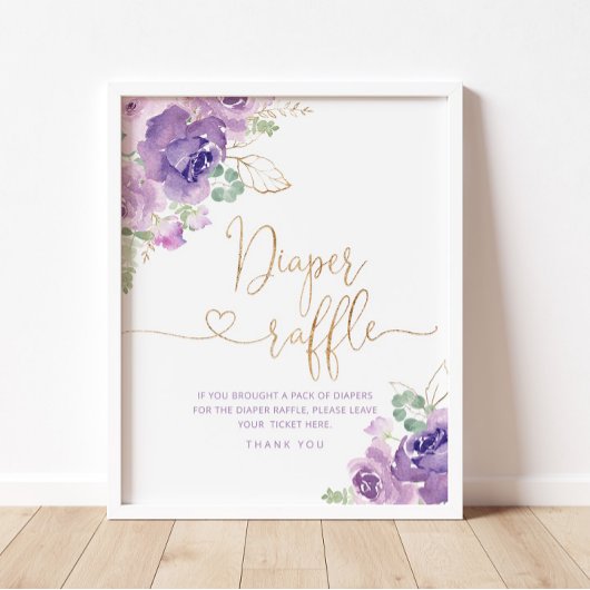 Élégant lilas lilas floral diaper lotte Poster