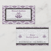Elégant lilas violet damassé cartes de visite mode (Devant / Derrière)