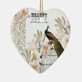 Elegant Lilies Peacock Heart Keramisch Ornament (Rechts)