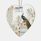 Elegant Lilies Peacock Heart Keramisch Ornament (Links)