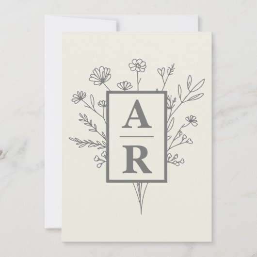 Elégant Lily Line Art Faire-part de mariage (Devant)