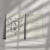 Elégant Lily Line Art Faire-part de mariage