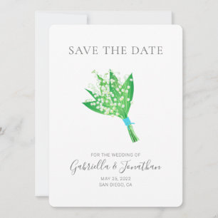 Elegant Lily van de Valley Bouquet Save the Date