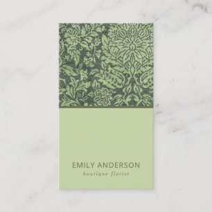 ELEGANT LIME GREEN BLACK DAMASK FLORAL PATTERN VISITEKAARTJE