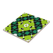 Elegant Lime Green Black & White Geometric Pattern Tegeltje (Zijkant)