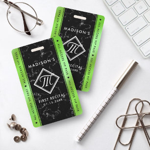Elegant Lime Green Folie Black Marble VIP Event Badge