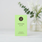 Elegant Limoen en bruine monogram Visitekaartjes (Staand voorkant)