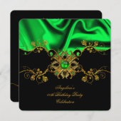 Elegant Limoen Zijderzijde - Zwarte goudfeest Kaart (Voorkant / Achterkant)