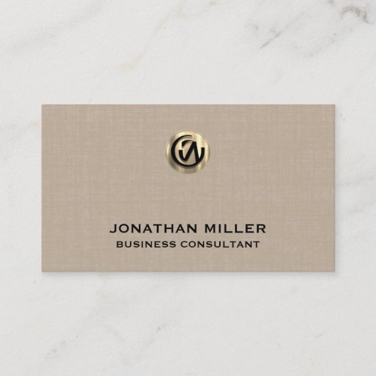 Élégant lin beige Carte de visite d'impression (Devant)