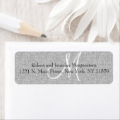 Élégant lin gris doux Étiquettes de adresse Monogr (En situation)