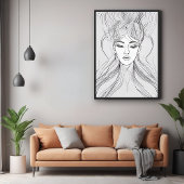 Elegant Line Art Portrait Moderne Wall Art poster