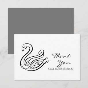 Elegant Line Art Swan Wedding Hartelijk dank Bedankkaart