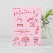 Elegant Line Art Valentine’s Day Party Kaart (Staand voorkant)