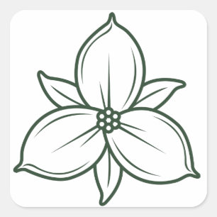 Elegant lineair trillium bloemenontwerp vierkante sticker