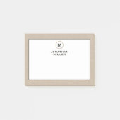 Elegant Linen Gold Monogram Post-it® Notes (Voorkant)
