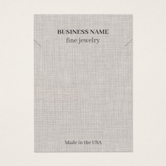 Elegant Linen QR Code Jewelry Business Ketting Visitekaartje (Voorkant)