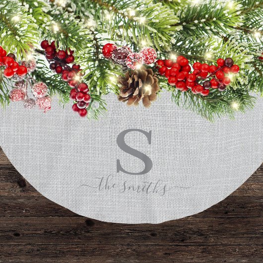 Elegant Linen Style Family Monogram Kerstmis Kerstboom Rok
