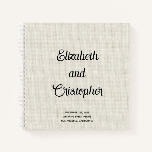 Élégant Linge Moderne Script Mariage Livre d'hôtes (Devant)