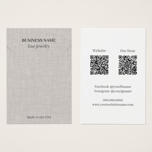 Élégant Linge QR Code Bijoux Collier d'affaires (Devant & derrière)