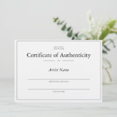 Elegant, linnen Certificate of Authenticity for ar Bedankkaart (Staand voorkant)