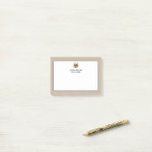 Elegant Linnen Gouden Monogram Post-it® Notes (Op bureau)