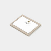 Elegant Linnen Gouden Monogram Post-it® Notes (Schuin)