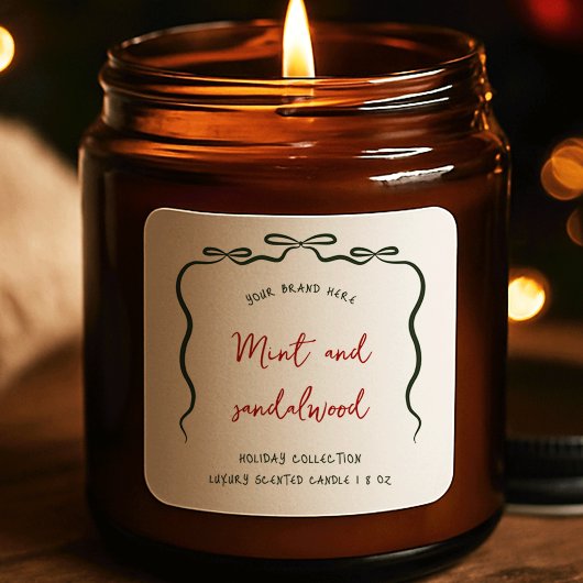 Elegant lint boog kerst kaars pot label