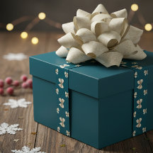 Elegant lintpatroon satijnen lint teal & witte cad