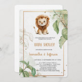ÉLÉGANT LION BABYSHOWE INVITATION (Devant / Derrière)