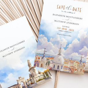 Elegant Lissabon Portugal Save the Date Wedding Ka Kaart