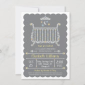 Élégant lit — Invitation Baby shower (Devant)