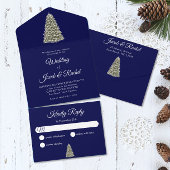 Elegant Lit kerstboom, Midnight Blue Weddenschap All In One Uitnodiging